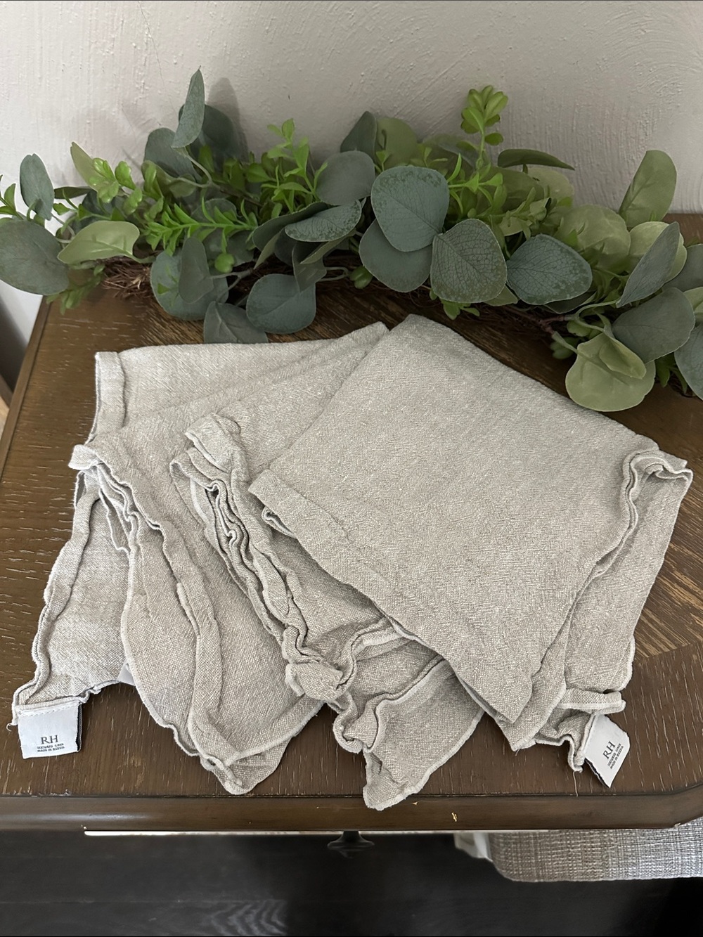Restoration Hardware Stone Gray Linen-Blend Napkin Set